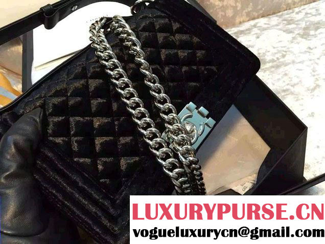 Chanel Velvet Medium Boy Flap Bag Black Fall 2015