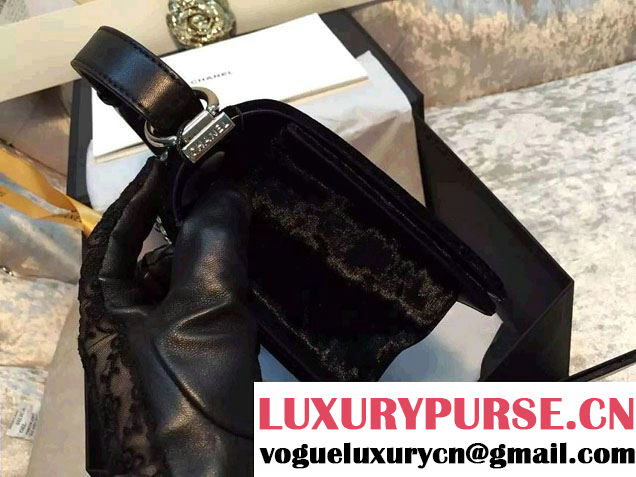 Chanel Velvet Medium Boy Flap Bag Black Fall 2015