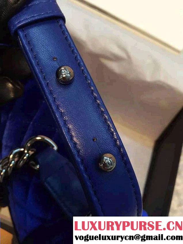 Chanel Velvet Medium Boy Flap Bag Blue Fall 2015