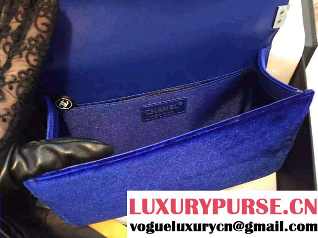 Chanel Velvet Medium Boy Flap Bag Blue Fall 2015