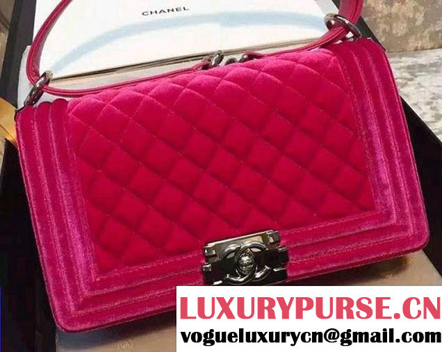 Chanel Velvet Medium Boy Flap Bag Fuchsia Fall 2015