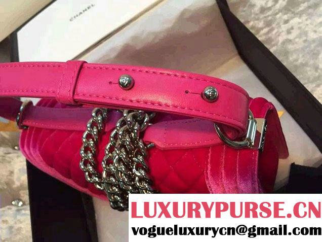Chanel Velvet Medium Boy Flap Bag Fuchsia Fall 2015