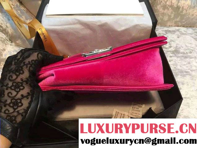 Chanel Velvet Medium Boy Flap Bag Fuchsia Fall 2015