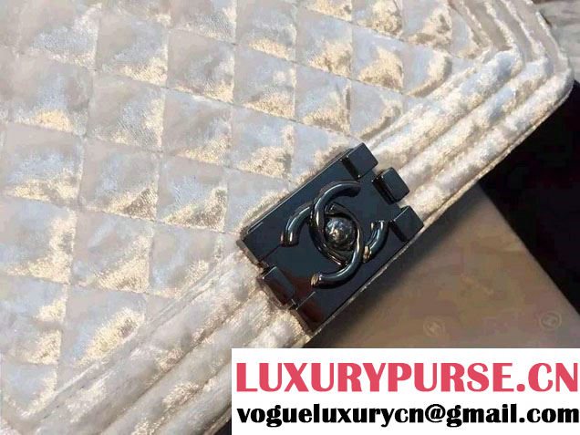 Chanel Velvet Medium Boy Flap Bag White Fall 2015