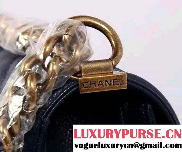 Chanel Large Boy Flap Shoulder Bag in Caviar Leather Royal Blue with Gold Hardware