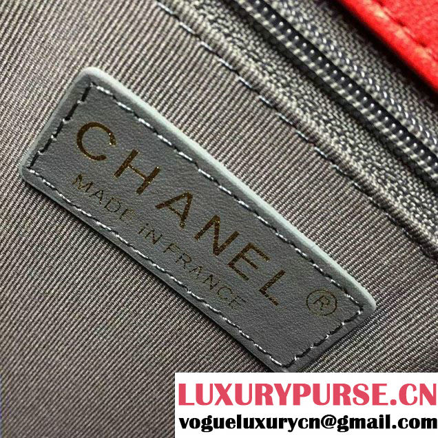 Chanel Large Boy Flap Shoulder Bag in Lambskin Leather Red with Gold Hardware