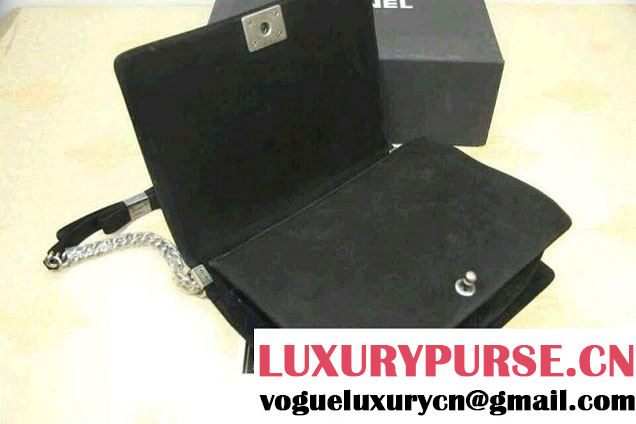 Chanel Large Boy Flap Shoulder Bag in Nubuck Leather Black