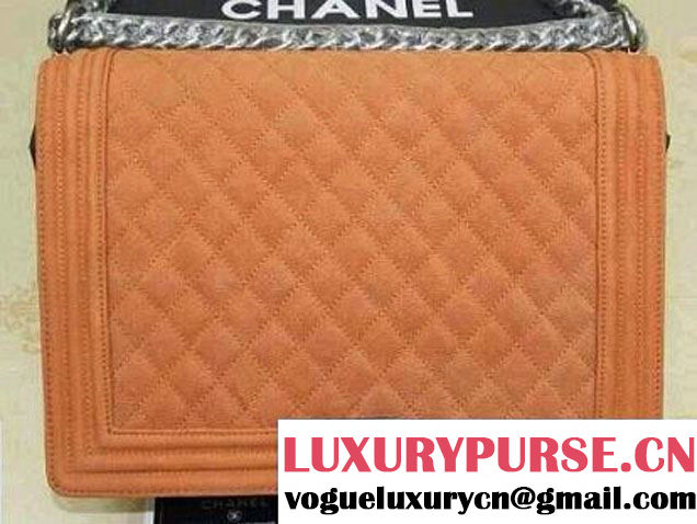 Chanel Large Boy Flap Shoulder Bag in Nubuck Leather Apricot