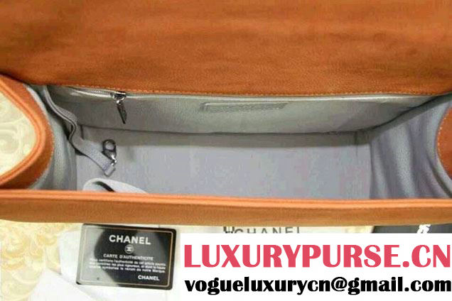 Chanel Large Boy Flap Shoulder Bag in Nubuck Leather Apricot