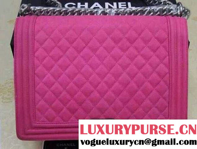 Chanel Large Boy Flap Shoulder Bag in Nubuck Leather Fuchsia