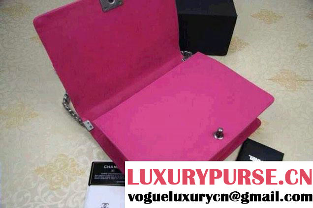 Chanel Large Boy Flap Shoulder Bag in Nubuck Leather Fuchsia