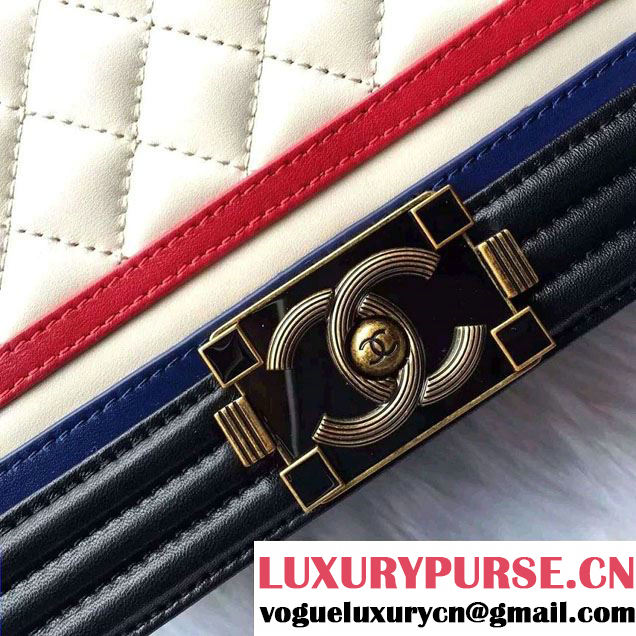 Chanel Medium Lambskin Boy Flap Bag Embellished With An Enamel Clasp 2015/2016