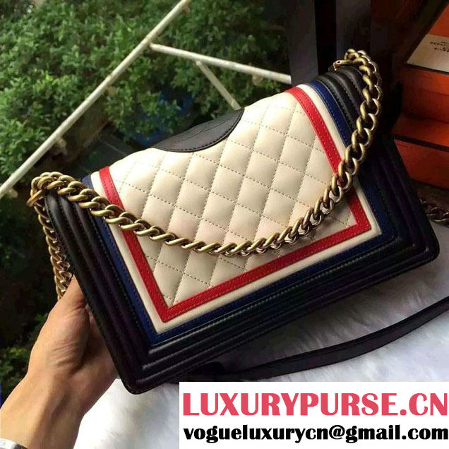 Chanel New Medium Lambskin Boy Flap Bag Embellished With An Enamel Clasp 2015/2016
