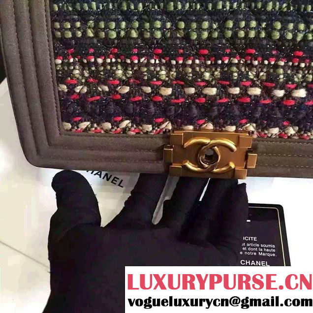 Chanel Multicolor Tweed Boy Flap Bag Fall 2015