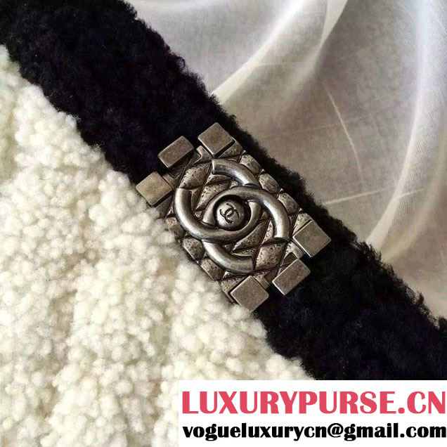 Chanel Shearling Boy Flap Bag Ivory/Black in Salzburg Fall 2015