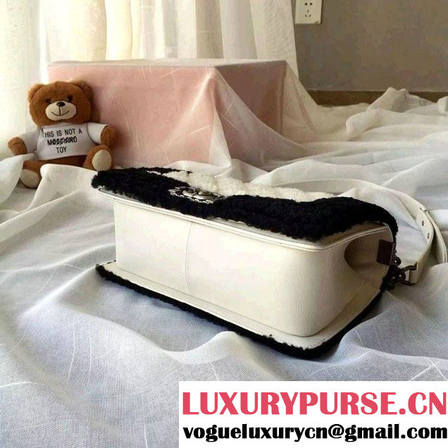 Chanel Shearling Boy Flap Bag Ivory/Black in Salzburg Fall 2015