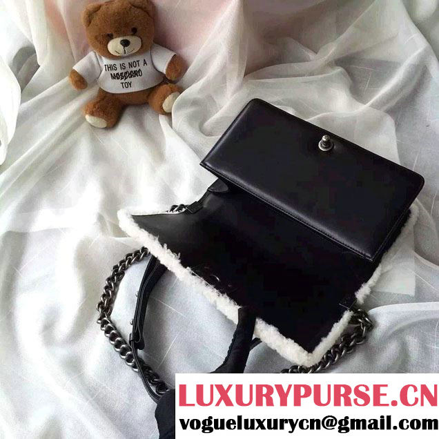 Chanel Shearling Boy Flap Medium Bag Black/Ivory in Salzburg Fall 2015