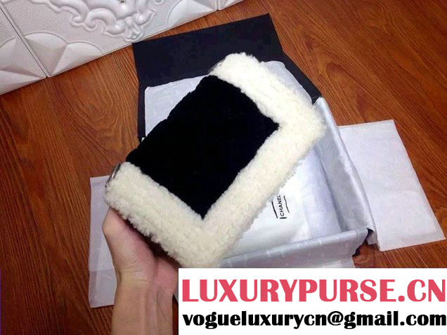 Chanel Shearling Boy Flap Small Bag Black/Ivory in Salzburg Fall 2015