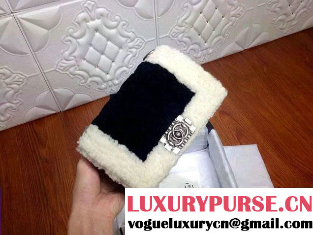 Chanel Shearling Boy Flap Small Bag Black/Ivory in Salzburg Fall 2015