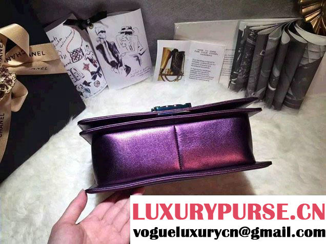 Chanel Iridescent Boy Flap Bag Purple with Rainbow Hardware 2015/2016