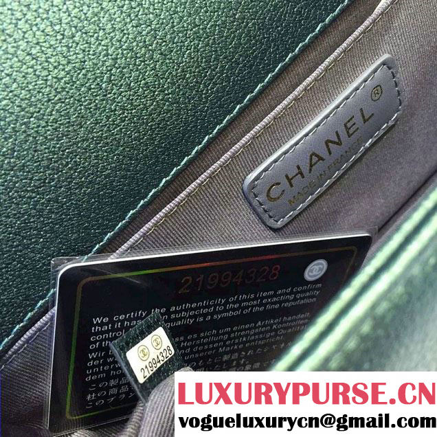 Chanel Iridescent Boy Flap Bag Green with Rainbow Hardware 2015/2016