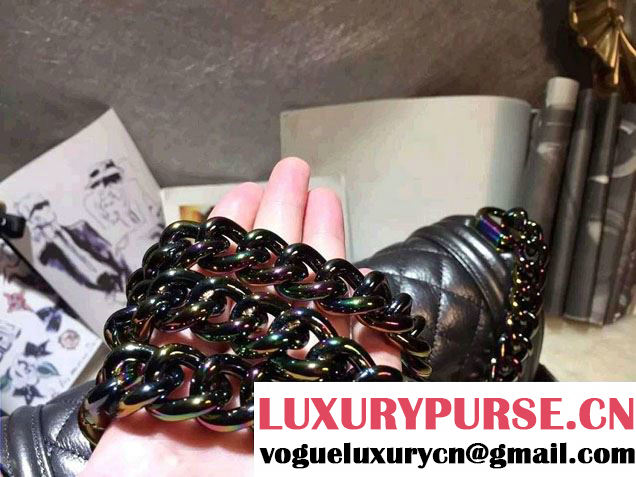 Chanel Iridescent Boy Flap Bag Silver Gray with Rainbow Hardware 2015/2016