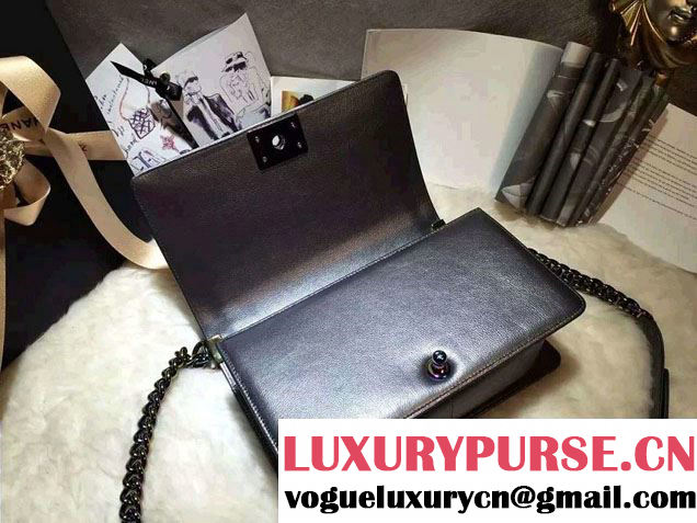 Chanel Iridescent Boy Flap Bag Silver Gray with Rainbow Hardware 2015/2016