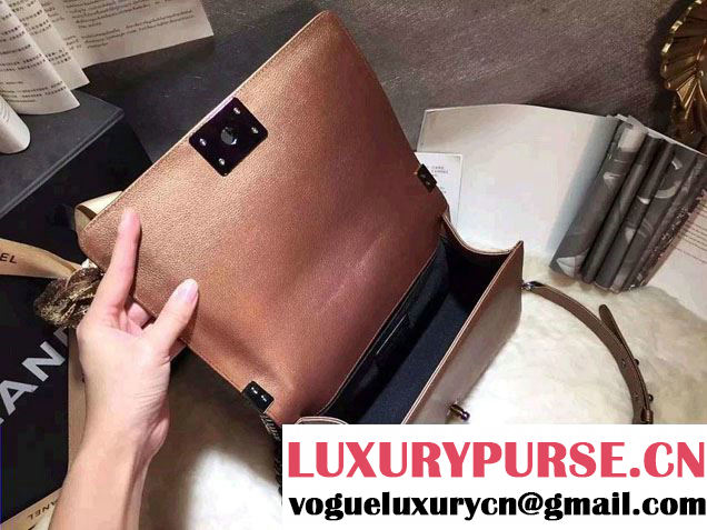 Chanel Iridescent Boy Flap Bag Bronze with Rainbow Hardware 2015/2016