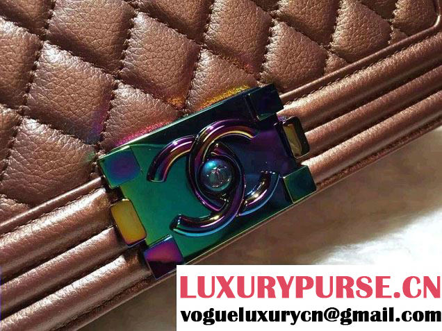 Chanel Iridescent Boy Flap Bag Bronze with Rainbow Hardware 2015/2016