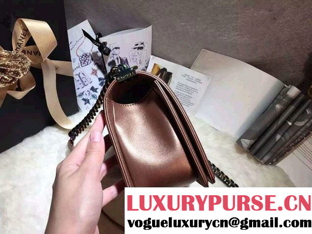 Chanel Iridescent Boy Flap Bag Bronze with Rainbow Hardware 2015/2016