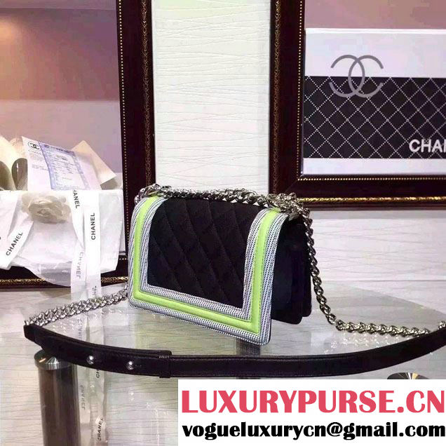 Chanel Quilted Boy Flap Small Bag Black/Green/Gray 2015/2016
