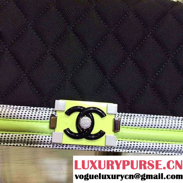 Chanel Quilted Boy Flap Medium Bag Black/Green/Gray 2015/2016