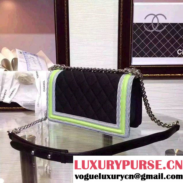 Chanel Quilted Boy Flap Medium Bag Black/Green/Gray 2015/2016