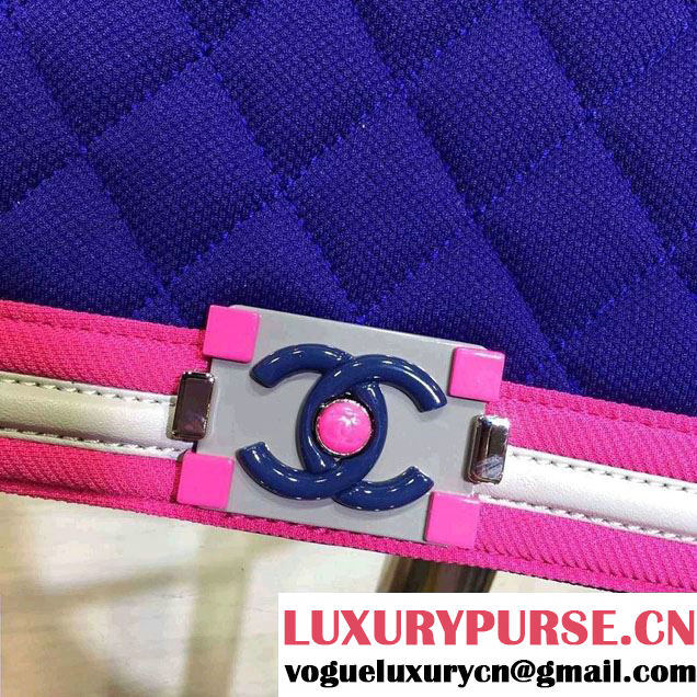 Chanel Quilted Boy Flap Medium Bag Blue/Fuchsia/Gray 2015/2016