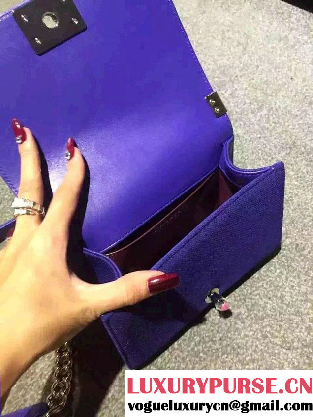 Chanel Quilted Boy Flap Small Bag Blue/Fuchsia/Gray 2015/2016