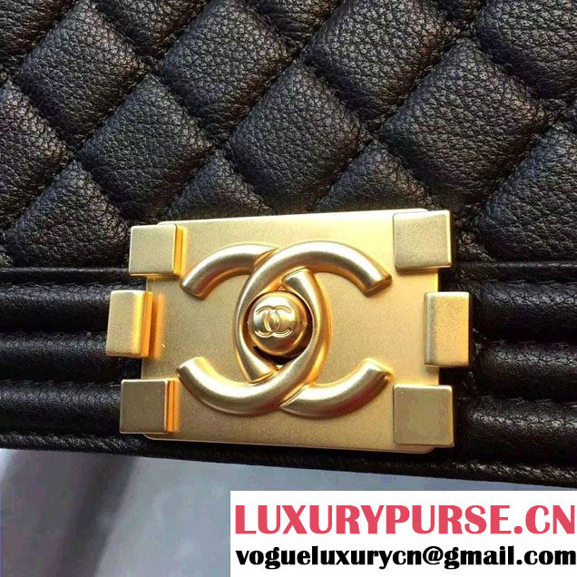 Chanel Deerskin Leather Boy Flap Shoulder Bag Black/Gold 2015/2016