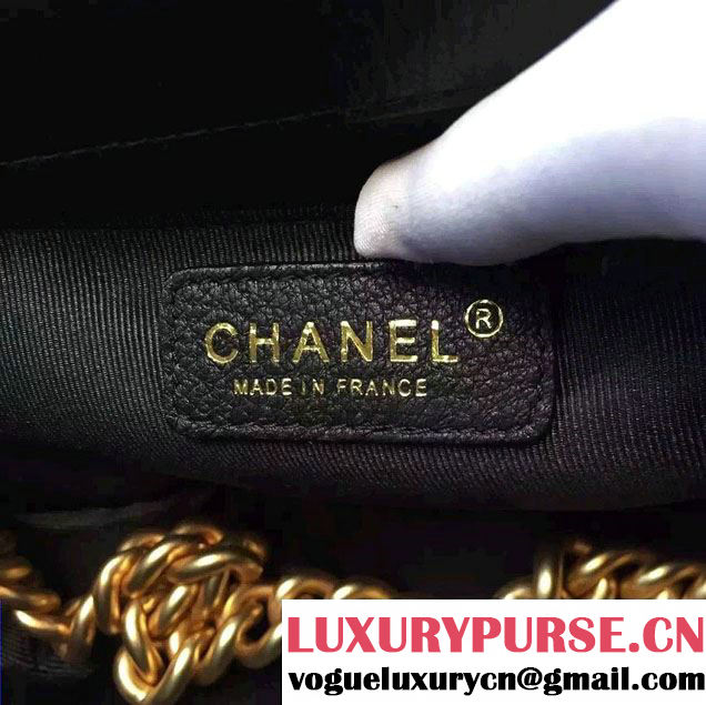 Chanel Deerskin Leather Boy Flap Shoulder Bag Black/Gold 2015/2016