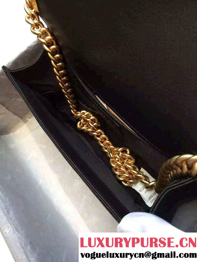 Chanel Deerskin Leather Boy Flap Shoulder Bag Black/Gold 2015/2016