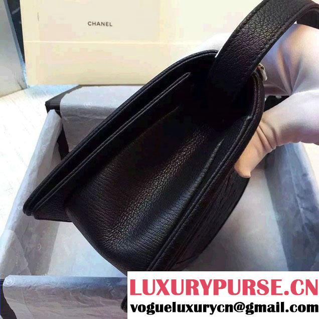 Chanel Deerskin Leather Boy Flap Shoulder Bag Black/Silver 2015/2016