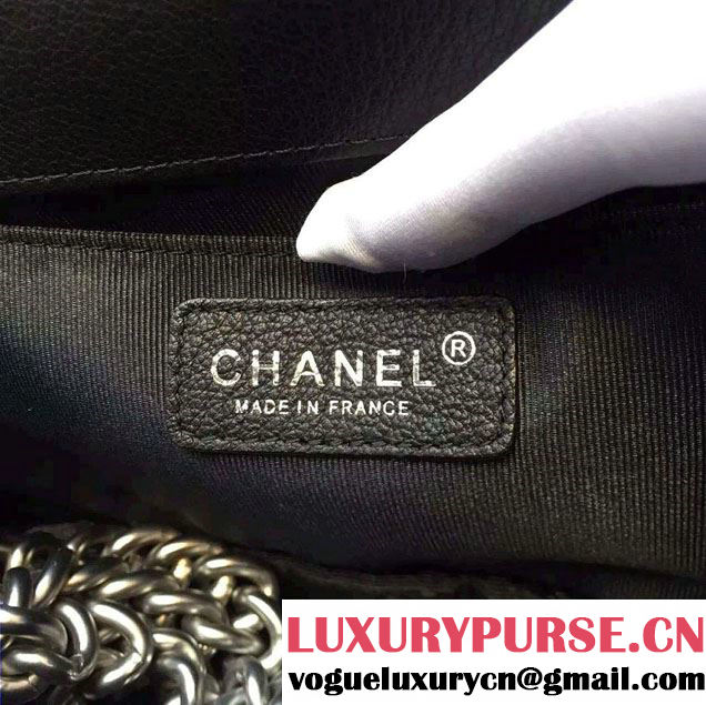 Chanel Deerskin Leather Boy Flap Shoulder Bag Black/Silver 2015/2016