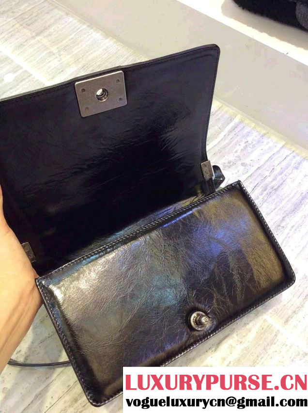 Chanel Chevron Chain Top Handle Boy Flap Bag Black 01 2015