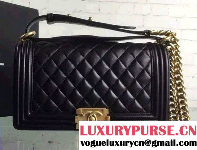 Chanel Iridescent Lambskin Boy Flap Shoulder Bag Black with Gold Hardware 2015