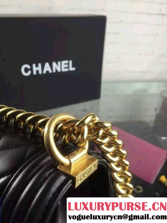 Chanel Iridescent Lambskin Boy Flap Shoulder Bag Black with Gold Hardware 2015