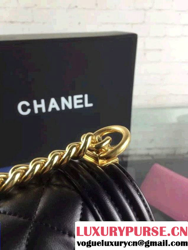 Chanel Iridescent Lambskin Boy Flap Shoulder Bag Black with Gold Hardware 2015