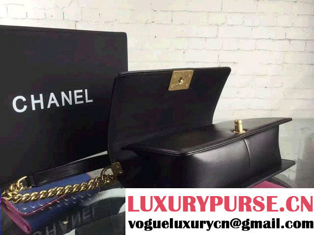 Chanel Iridescent Lambskin Boy Flap Shoulder Bag Black with Gold Hardware 2015
