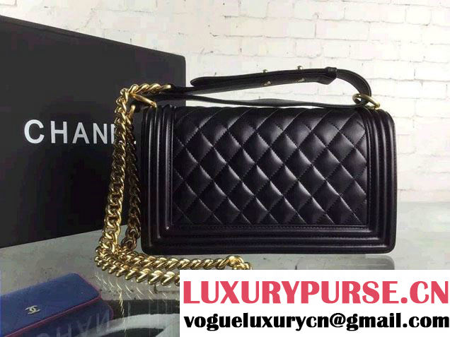 Chanel Iridescent Lambskin Boy Flap Shoulder Bag Black with Gold Hardware 2015