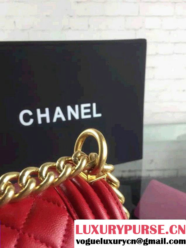 Chanel Iridescent Lambskin Boy Flap Shoulder Bag Red with Gold Hardware 2015