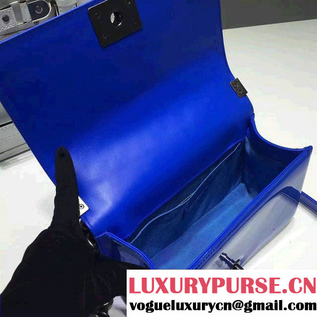Chanel Medium Patent Leather Boy Flap Shoulder Bag Blue 2015/2016