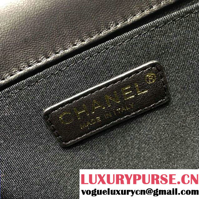 Chanel Medium Patent Leather Boy Flap Shoulder Bag Black 2015/2016
