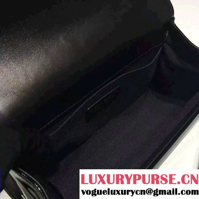 Chanel Medium Patent Leather Boy Flap Shoulder Bag Black 2015/2016